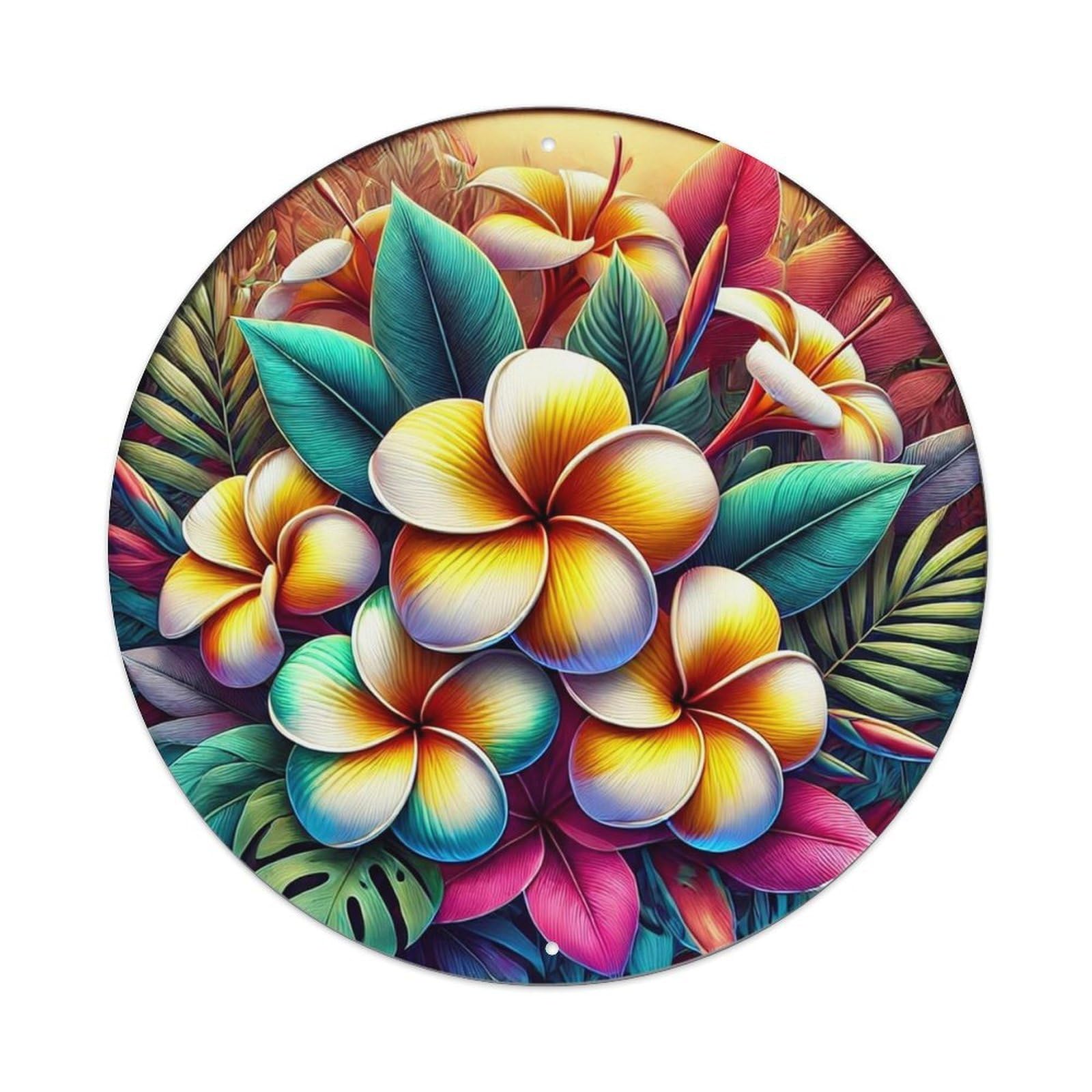 Jdyansheng Vintage Vibrant Tropical Floral Pattern Print Tin Sign Metal Poster Metal Signs For Home Man Cave Bar Cafe Kitchen Laundry Room Wall Decorations 8X8 Inches