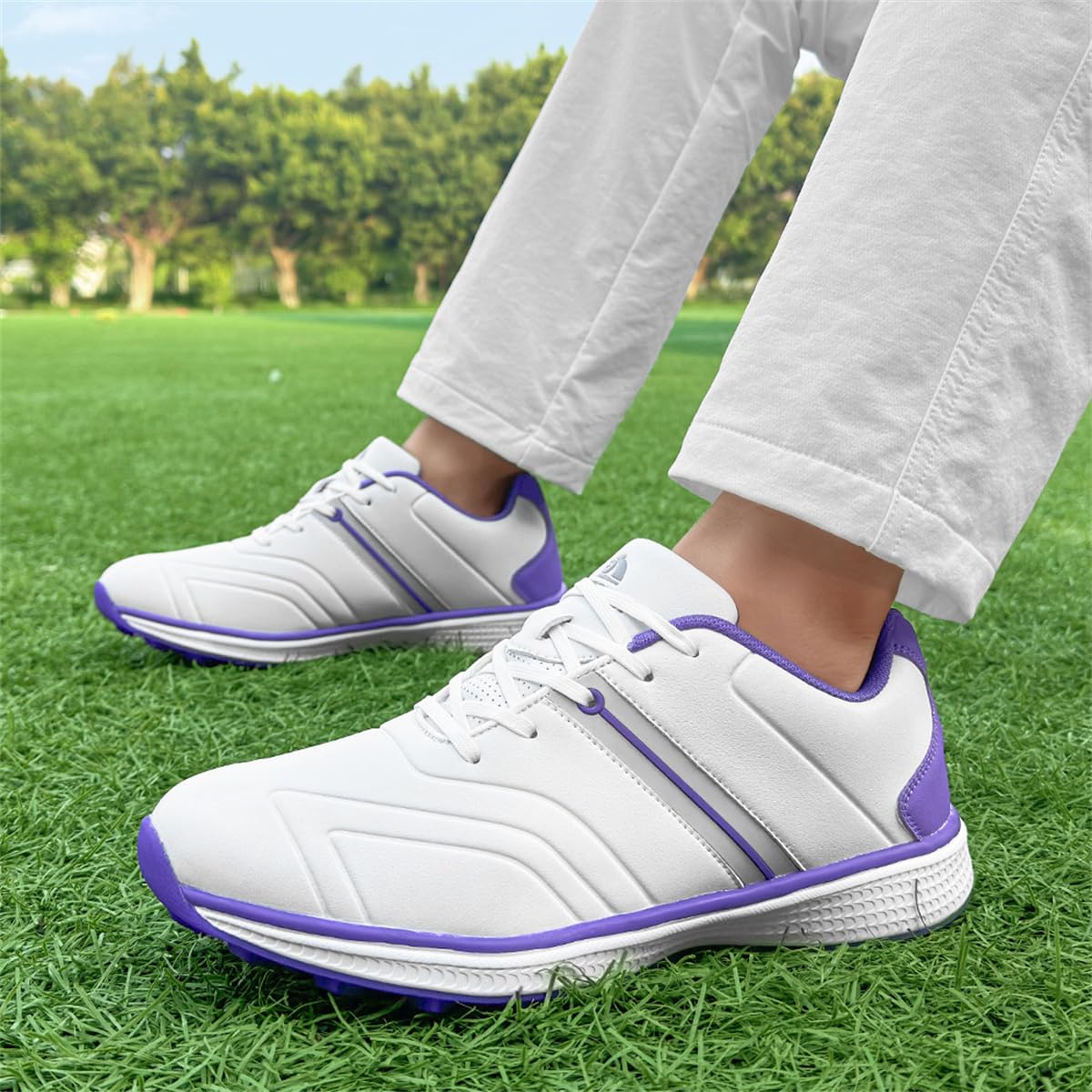 Zapatos de Golf para Mujer, Calzado de Golf para Mujer sin Clavos con Buena Estabilidad Zapatillas de Golf cómodas con Cordones