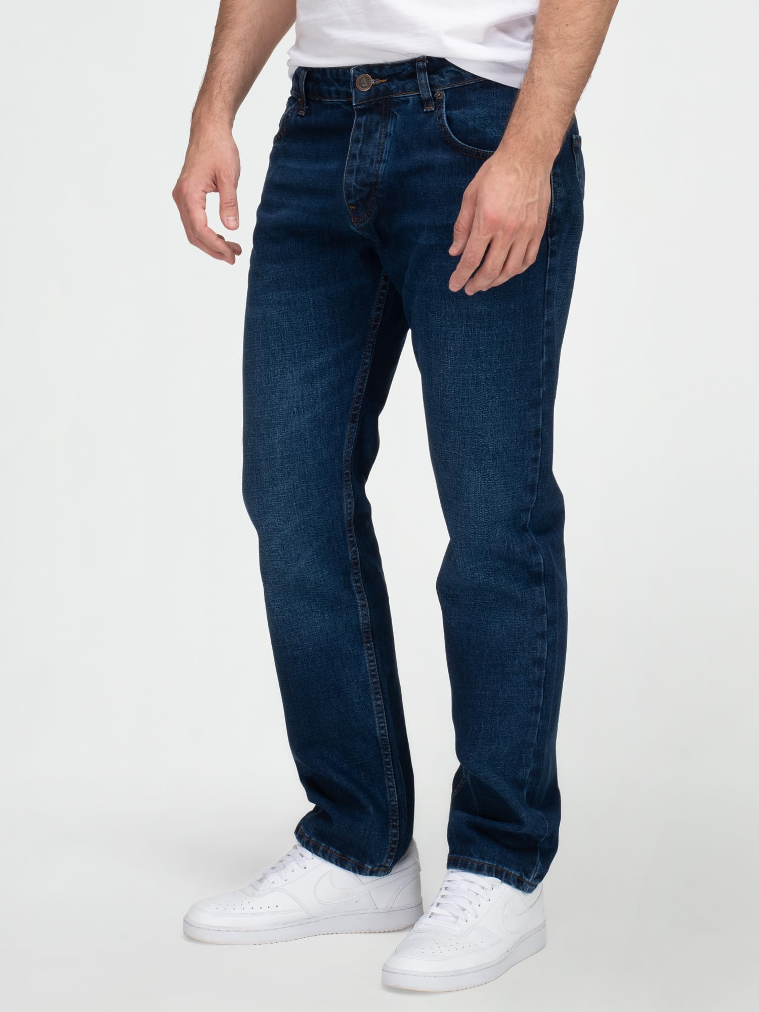 Lorenzo Loren Jeans da uomo effetto usato, con vestibilità regolare, larghezza da 72-112 cm e lunghezza da 76-97 cm