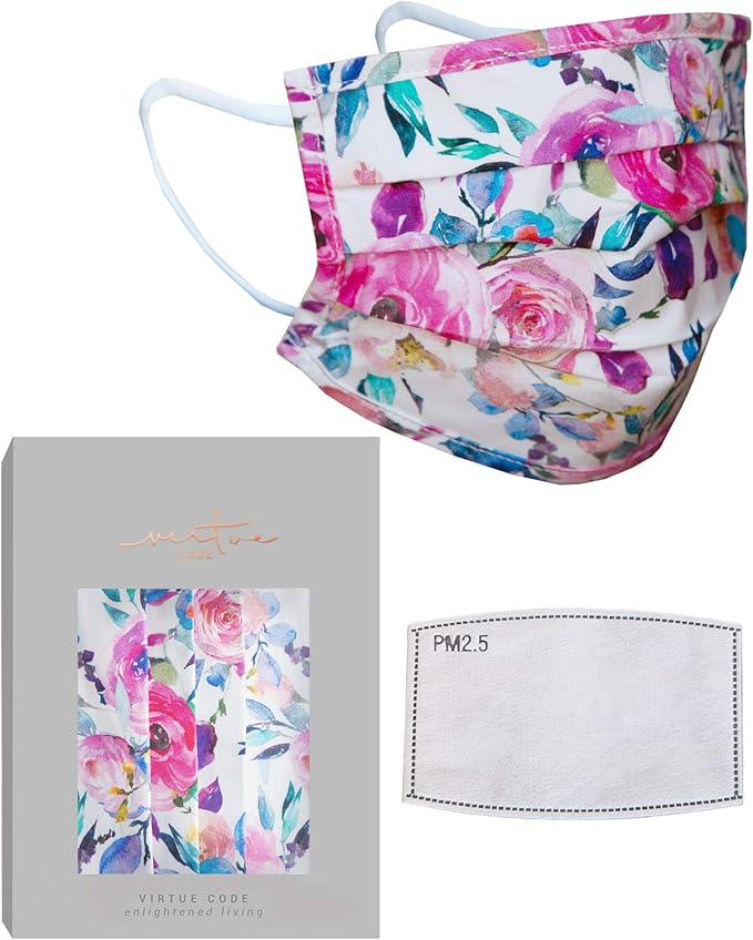 British Bloom Digital Print Face Mask by VIRTUE CODE Fabric Face Masks