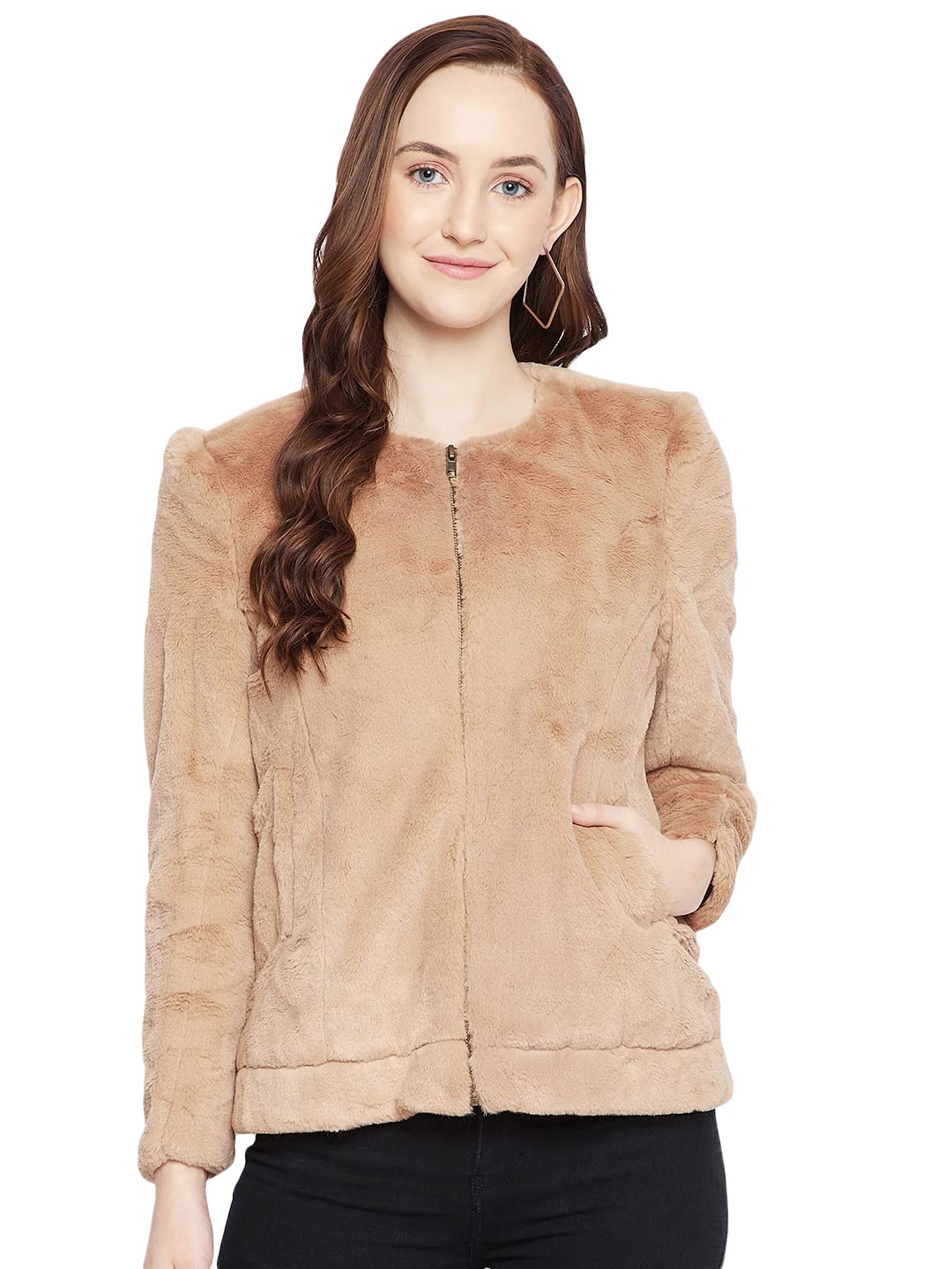 crimsoune club Women Beige Solid Round Blazer-picture-27