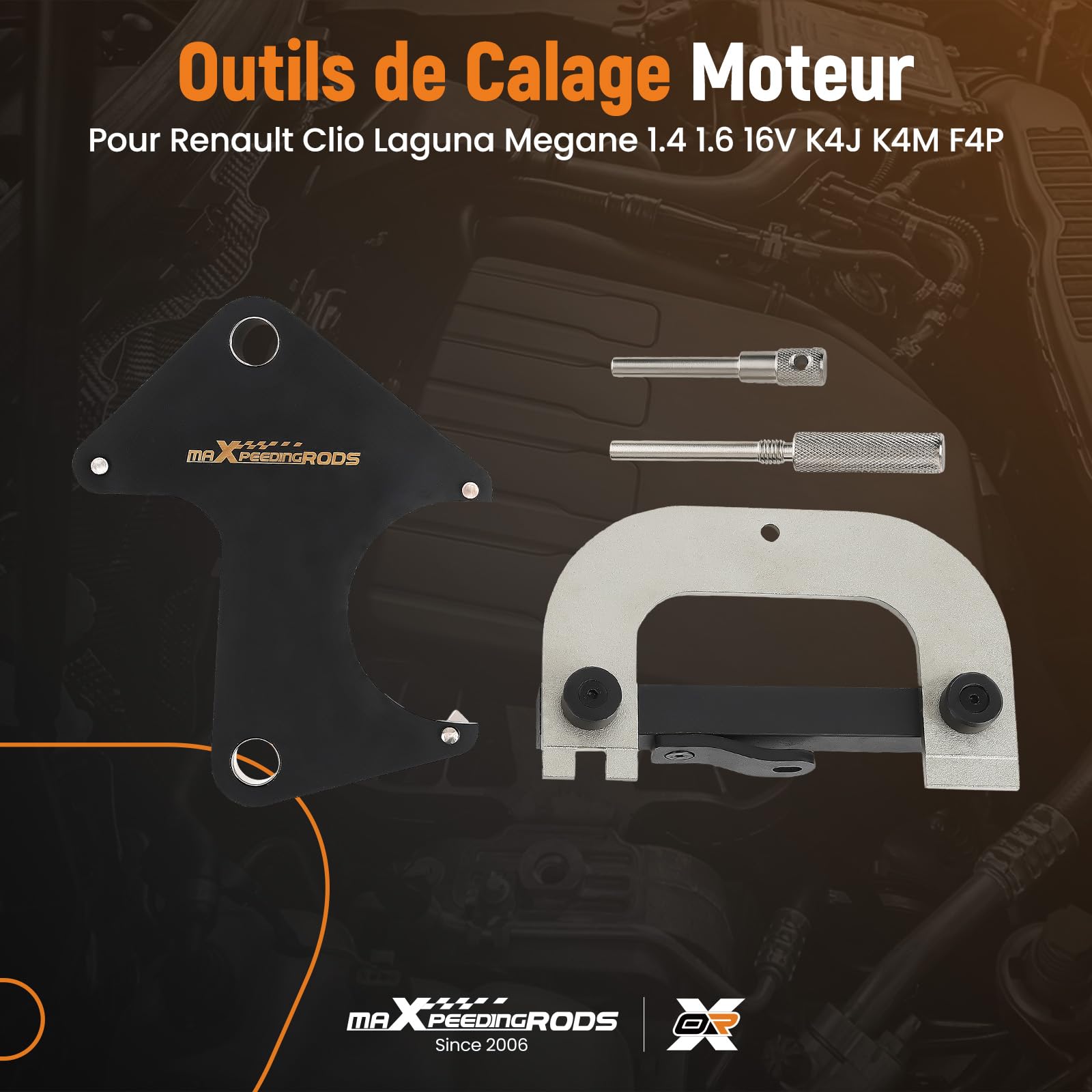 maXpeedingrods Outil de réglage moteur, d'arbre à cames pour Renault Clio/Laguna/Megane 1,4 1,6 1,8 2,0 16V ; K4J K4M F4P F4R, pour Espace Scenic MOT 1496 1490 1490-01 1054/861/863 1489 Rouge