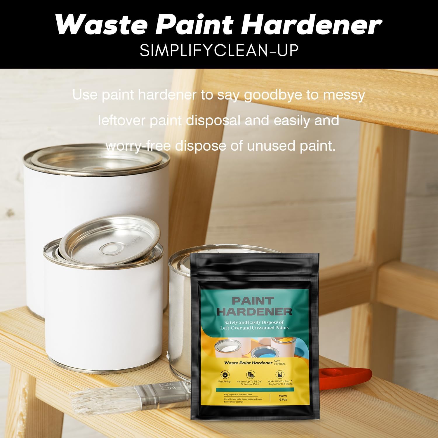 8 Packs Waste Paint Hardener - Fast Acting Solidifier for Disposal - Paint Hardener for Disposal for Acrylic & Latex
