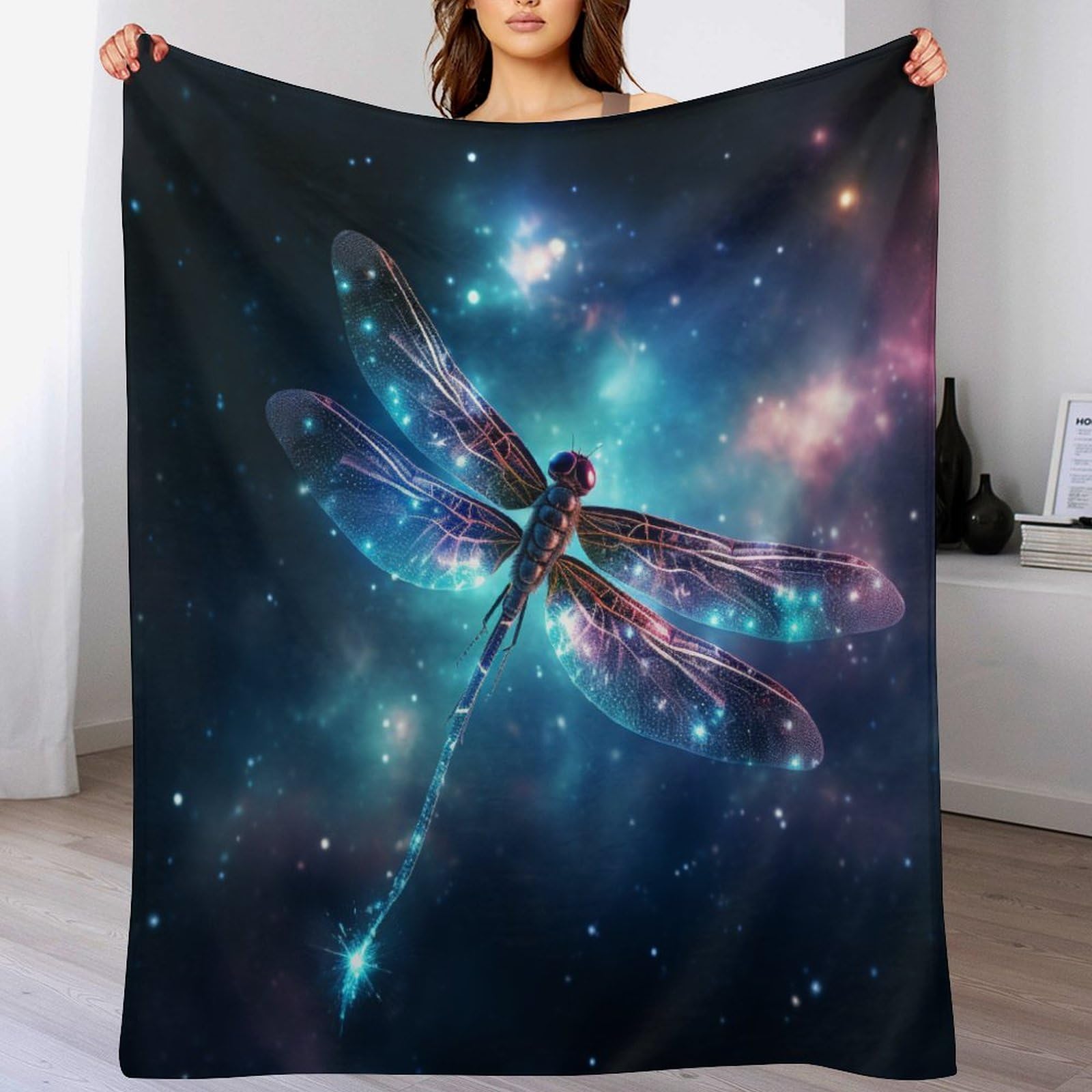 Polaire de flannel couverture légère anti-froid 130x180cm motif dragonfly impression 3D