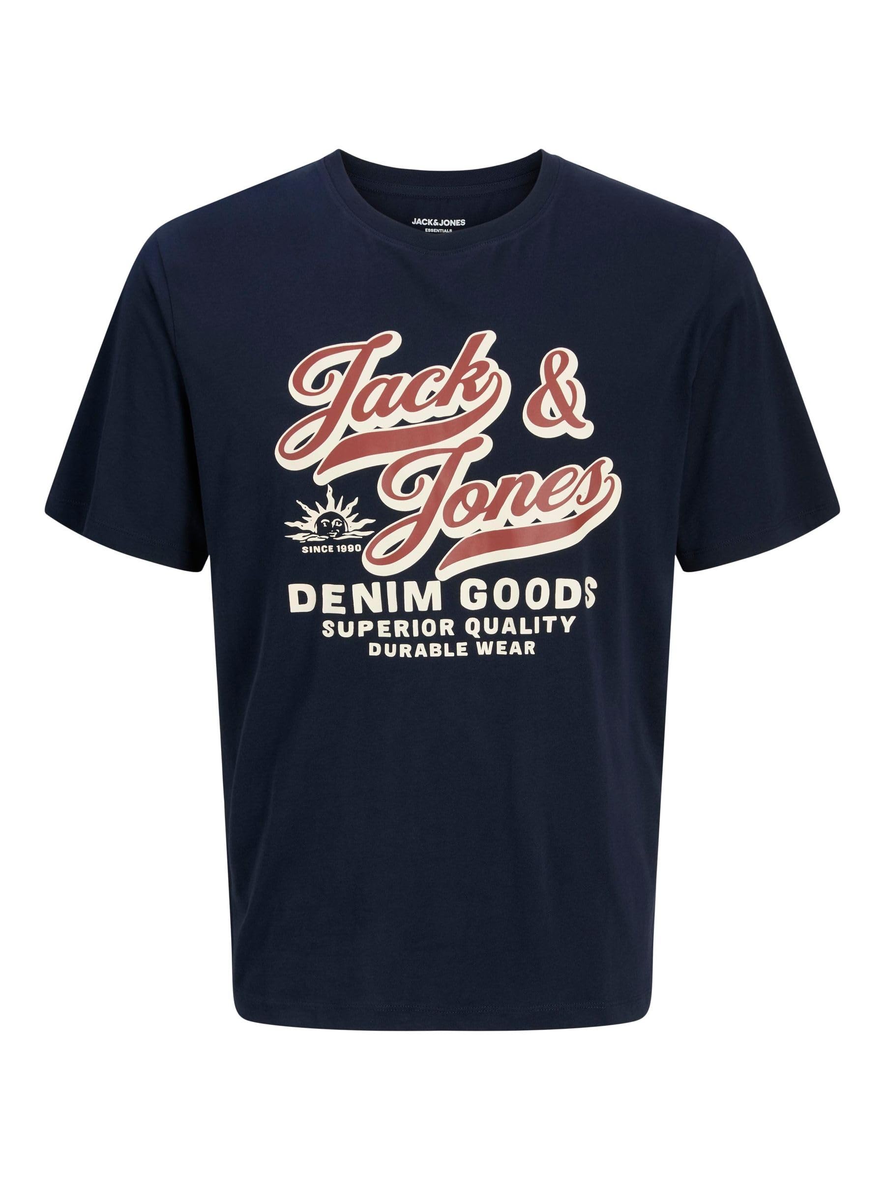 JACK & JONES Mens O-Neck Short Sleeve T-Shirt Regular Fit Casual Cotton Tee Top for Everyday Wear, UK Sizes S to 3XL