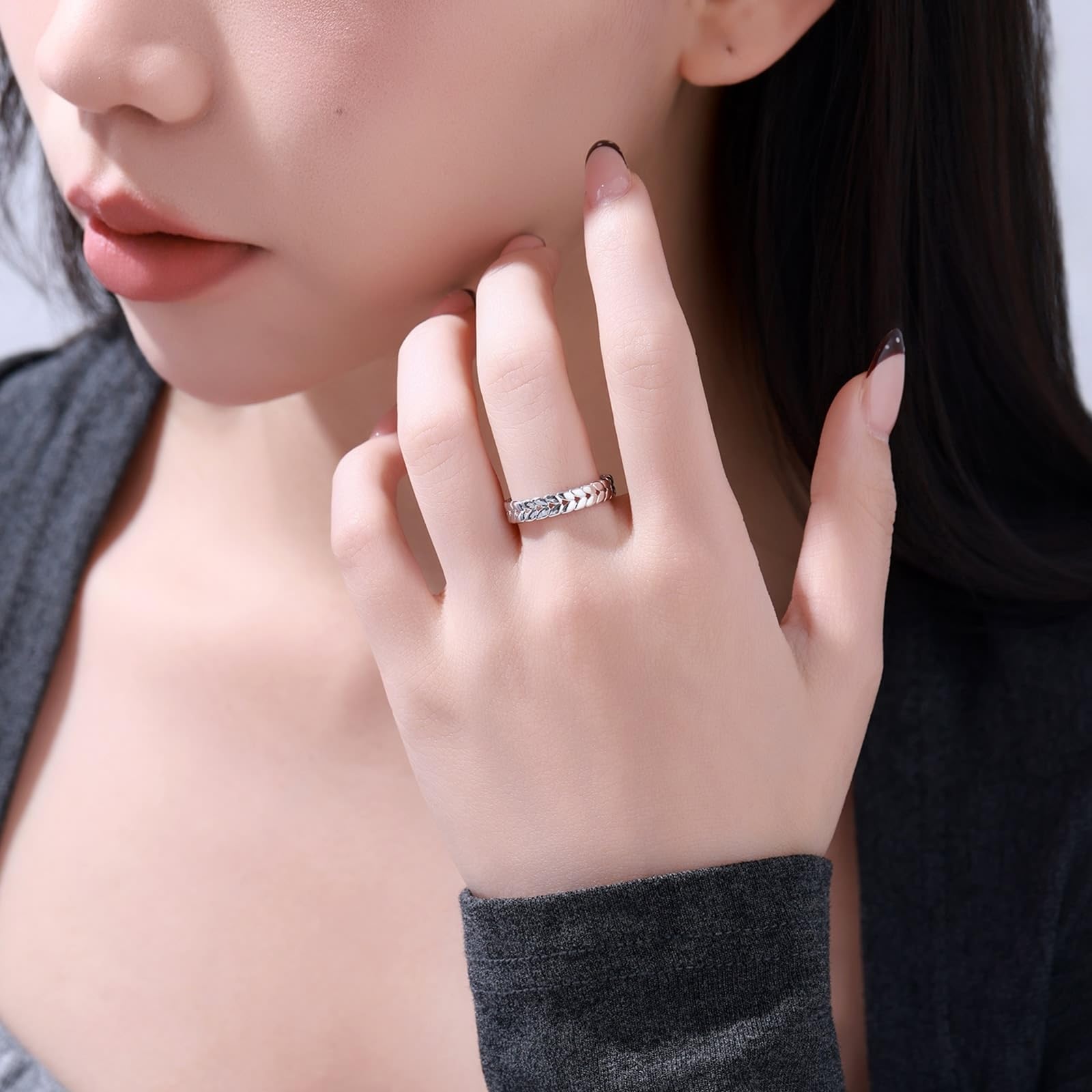 Anillo de compromiso de oro blanco de 9 K/14 K/18 K, joyas de oro auténtico, espiga de trigo blanco y oro Au 375/585/750, talla 47-65