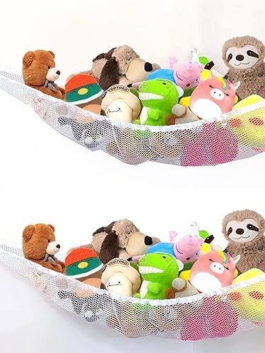 PLS Hamaca de juguete de peluche para almacenamiento de juguetes, organizador de malla, red para colgar en la pared para almacenamiento y PLS Hamaca de juguete de peluche para almacenamiento de juguetes, organizador de malla, red para colgar en la pared para almacenamiento y