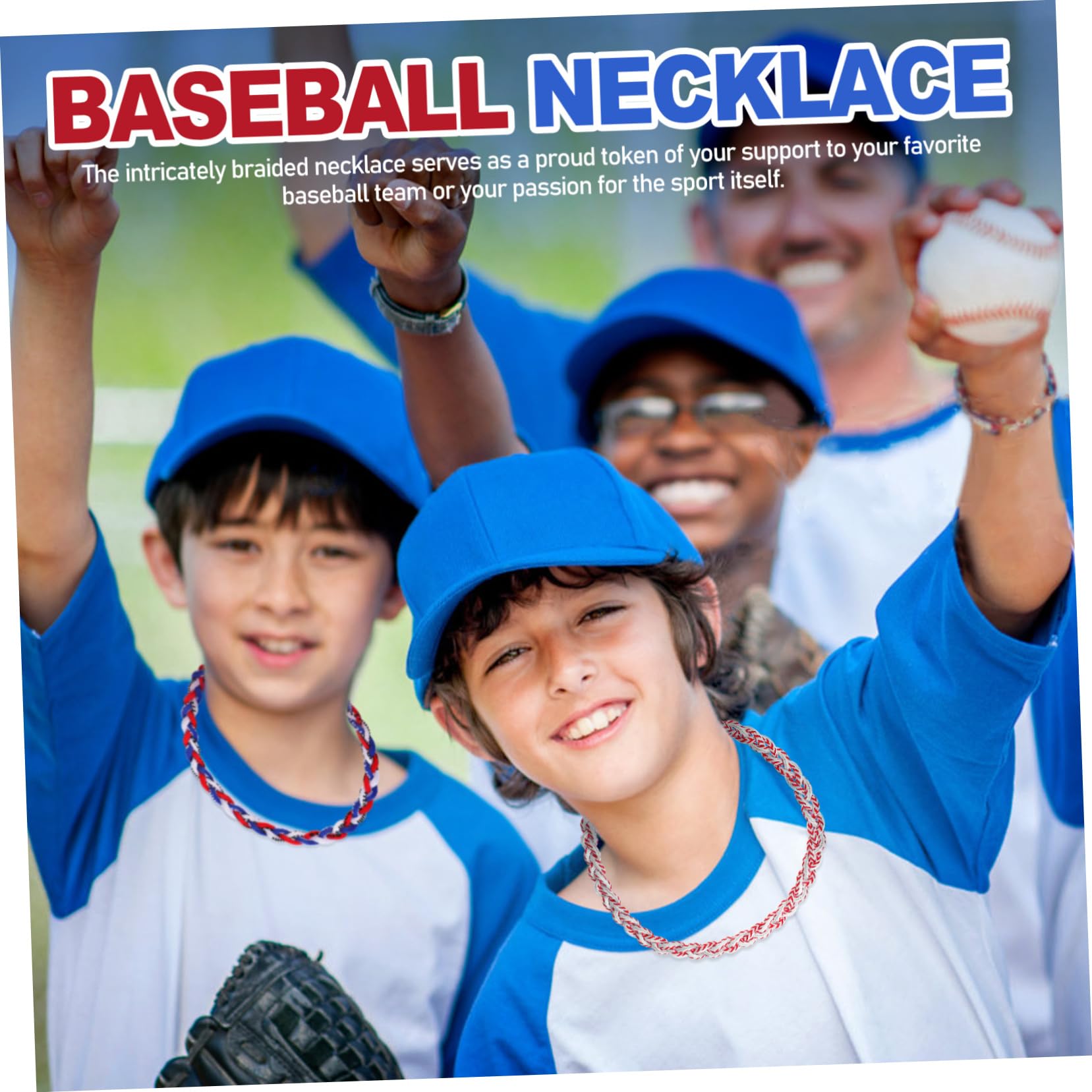 Collier Accessoires Sportifs Baseball Corde en Tressé pour Hommes 3 Pièces