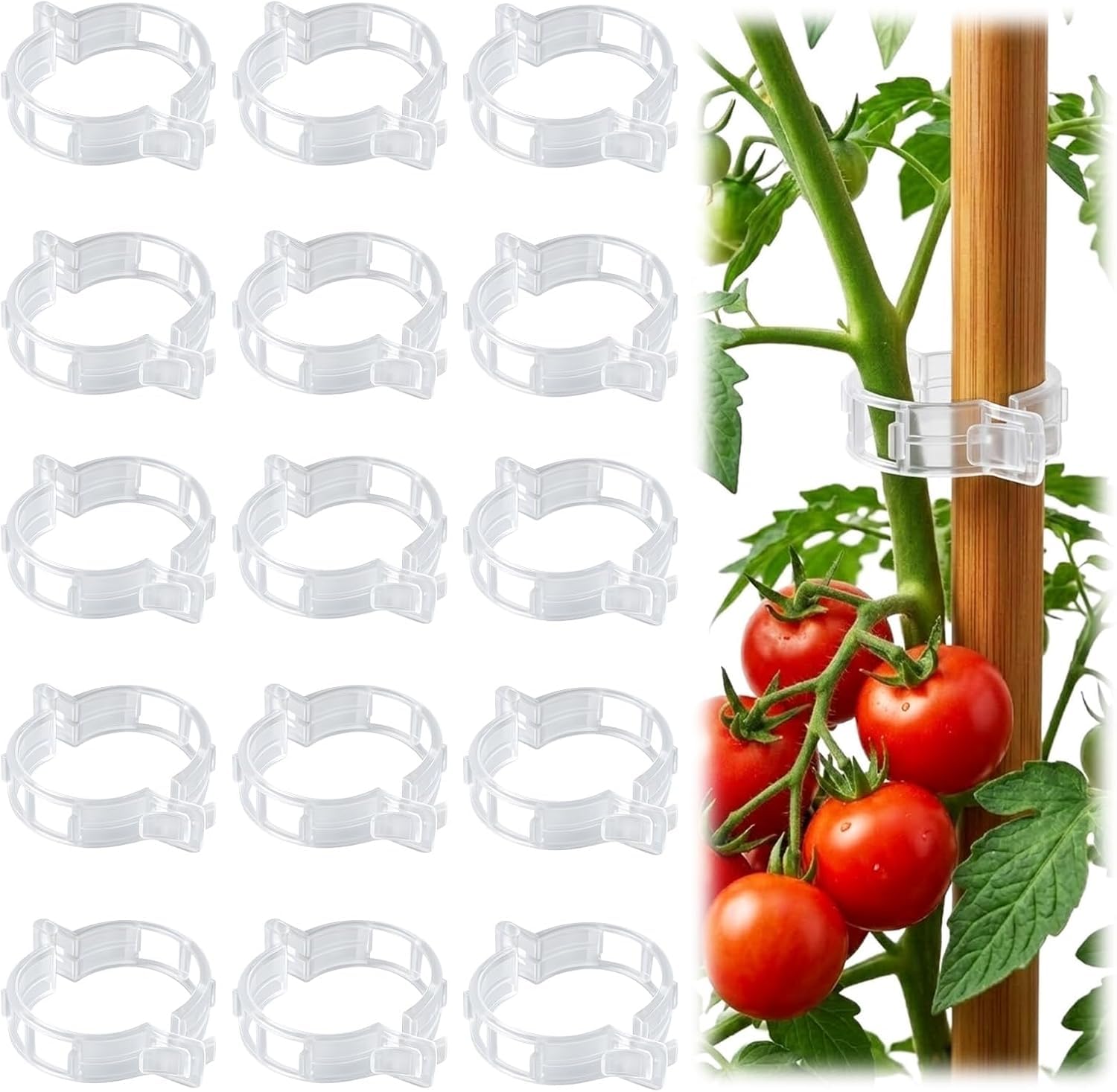 100PCS Plant Support Clips, Plant Clips for Climbing Vine Plants Vegetable Cages and Supports, Garden Trellis Reusable Garden Clip for Plants Vine to Grow Upright and Healthier (Clear)