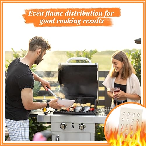 Miniatura 6 de Treela 6 unidades de placa de calor para parrilla, domador de llama de ladrillo de cerámica, compatible con parrillas Grand Turbo, piezas de