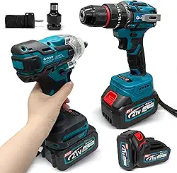 Brushless Parafusadeira Furadeira e Parafusadeira Chave de Impacto Kit de Ferramentas Completa 110V/220V Kit Multiferramenta 2 em 1 a Bateria 21v Chave De Impacto Furadeira Parafusadeira GN446