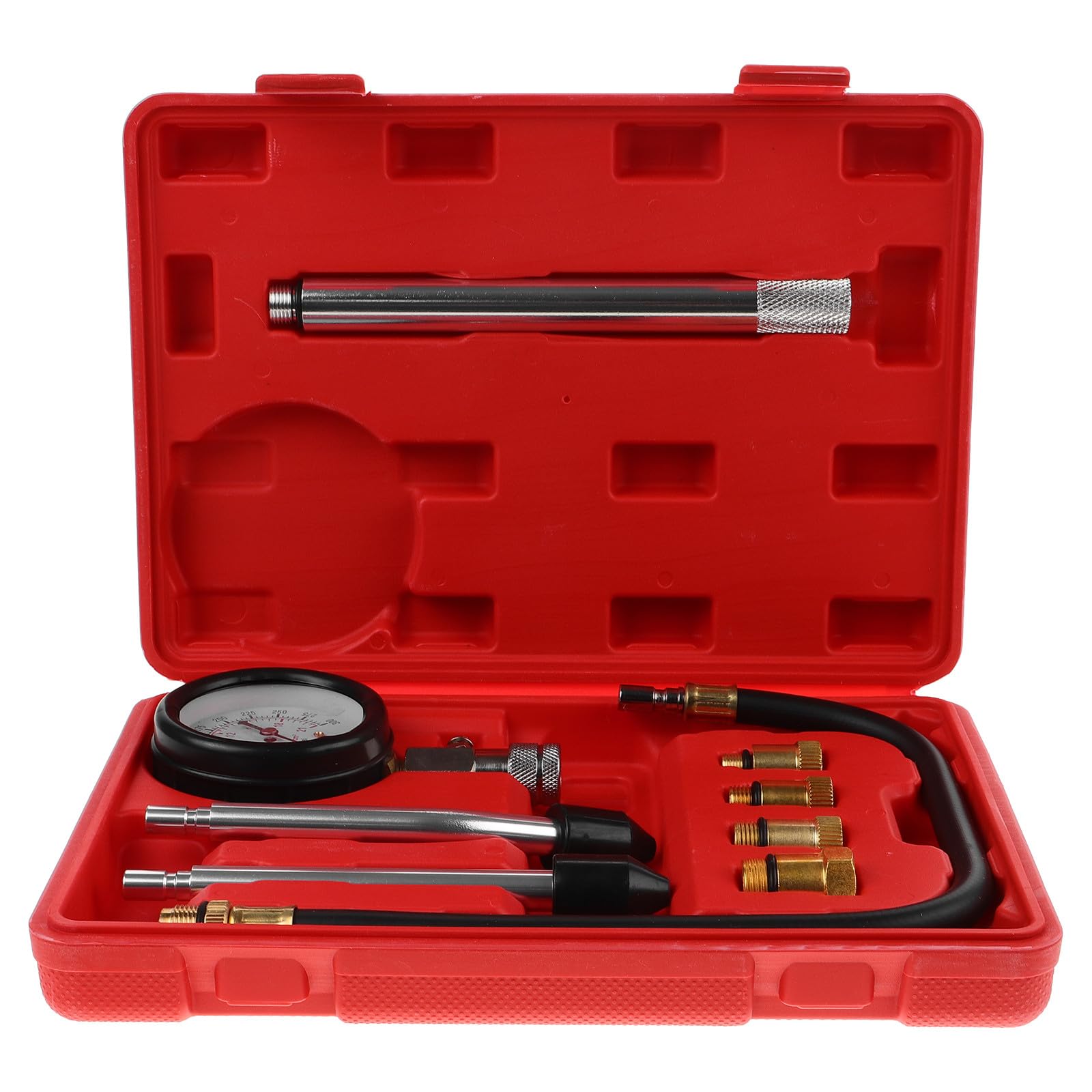 Juego de Medidor de Compresión para Motores de Coche y Motocicleta, Kit de Comprobador de Presión Varilla Alargada, Herramienta Profesional para Diagnóstico y Reparación