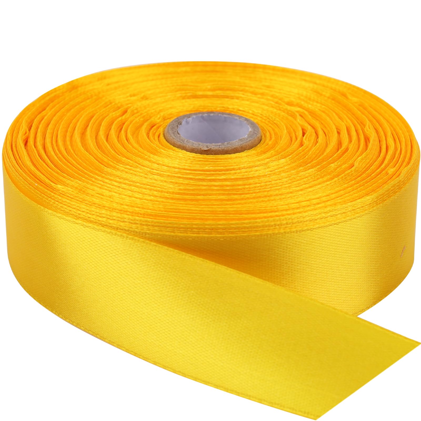 NISDOCF Single-Faced Sash Yellow Ribbon - 1 Inch x 50 Yards Bulk Roll - Decorative Gift Wrapping, Crafting, Hair Bows, Wedding Party Decorations