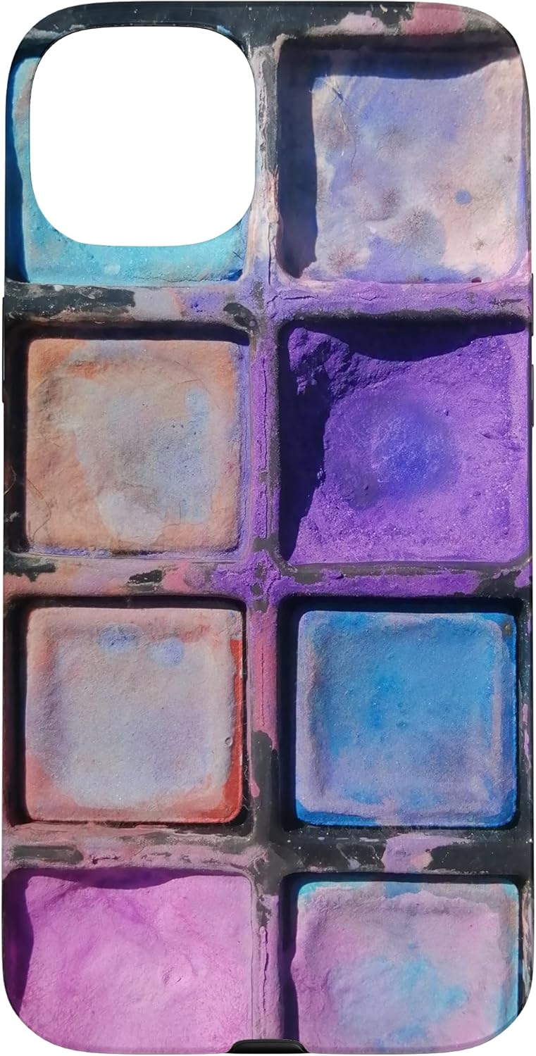Watercolor Palette Purple Pink Blue Paint Art Box Case for iPhone 14