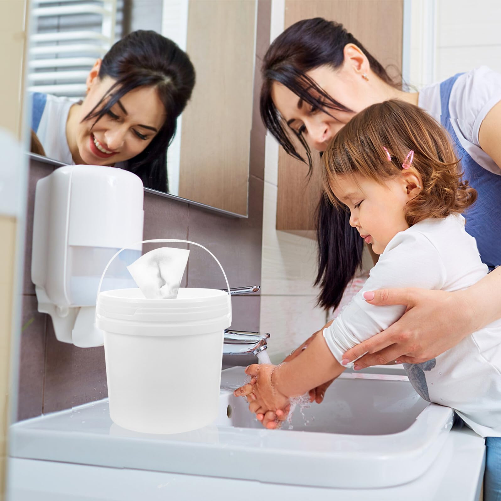 DECHOUS Contenitore per Salviette Igienizzanti Ricaricabile 5l in Plastica Bianco, Leggero e Riutilizzabile, per Ristorante e Auto