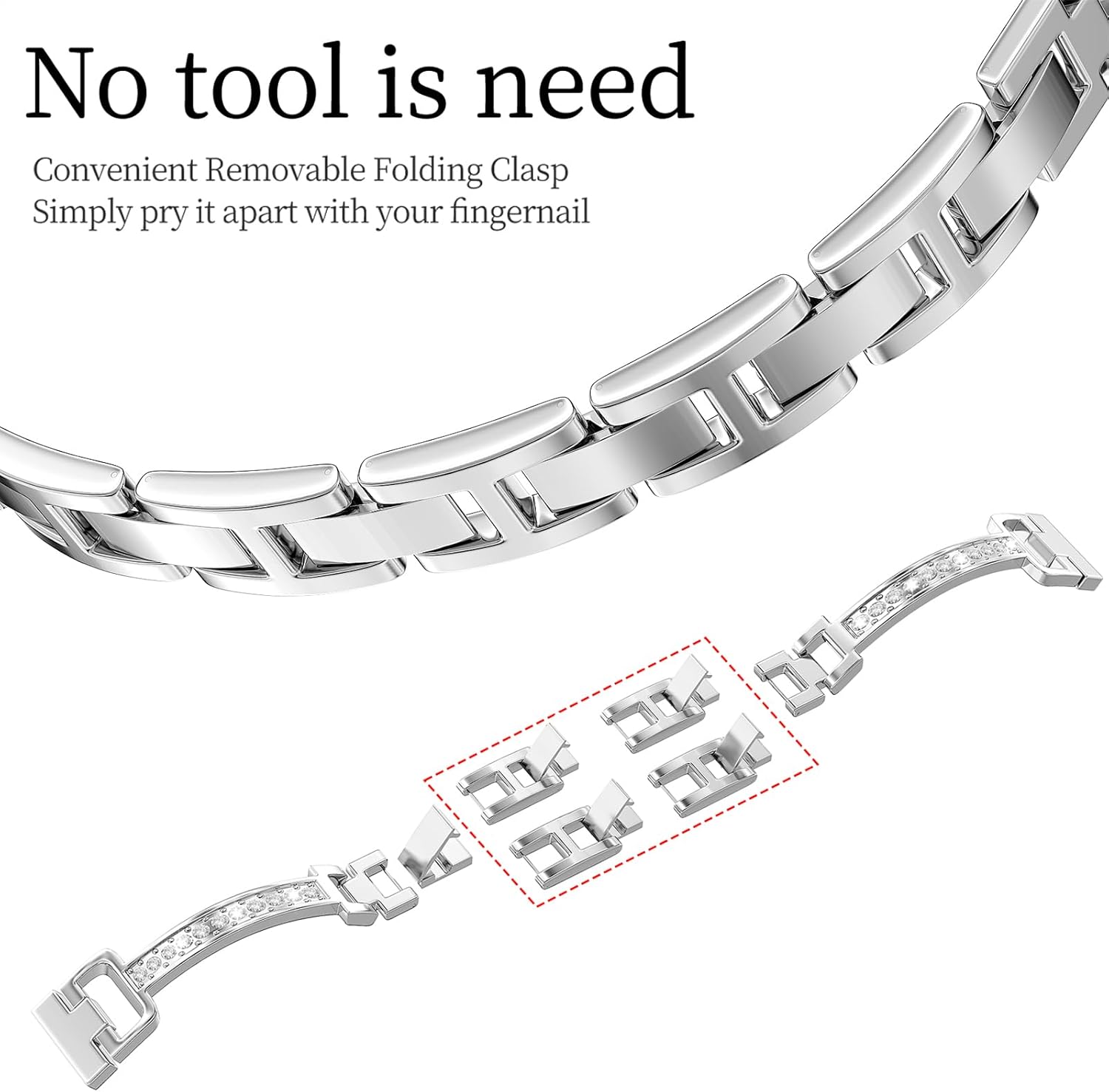 Bling Bracelet Women Bands Compatible with Samsung Galaxy Watch 8 40mm 44mm Classic 46mm Replacement Metal Wristbands - Image 4