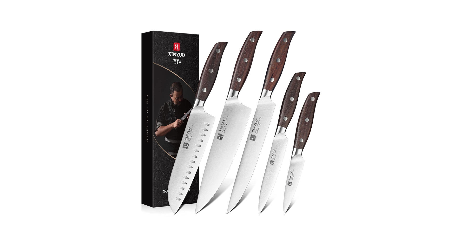 【開封済み・未使用】XINZUO　キッチンナイフセット　包丁5本セット　家庭用 Amazon.com: XINZUO Kitchen Cutting Knife Set of 5 Piece,67