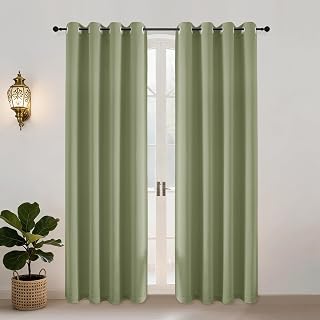 Simplebrand Verdunklungsvorhänge Grün mit Ösen 2er Set H200 x B140 cm