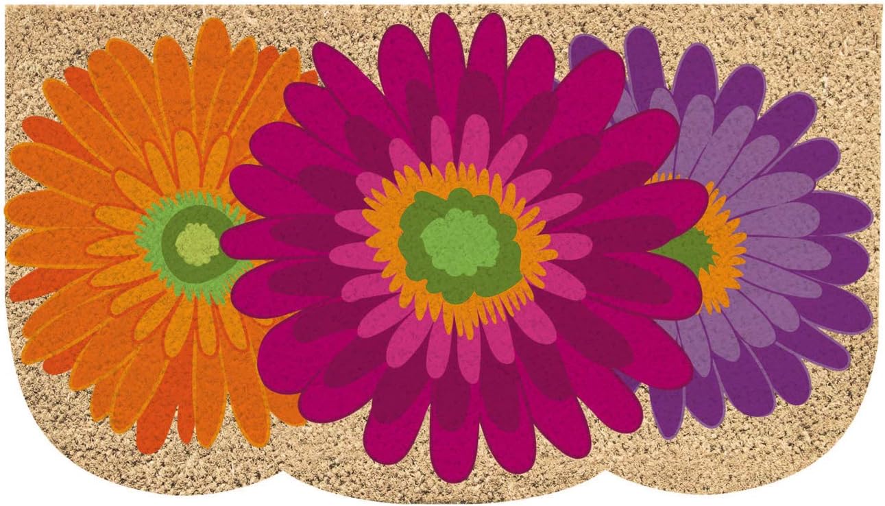 Evergreen Flag Gerbera Daisies Shaped Coir Mat 18 x 30