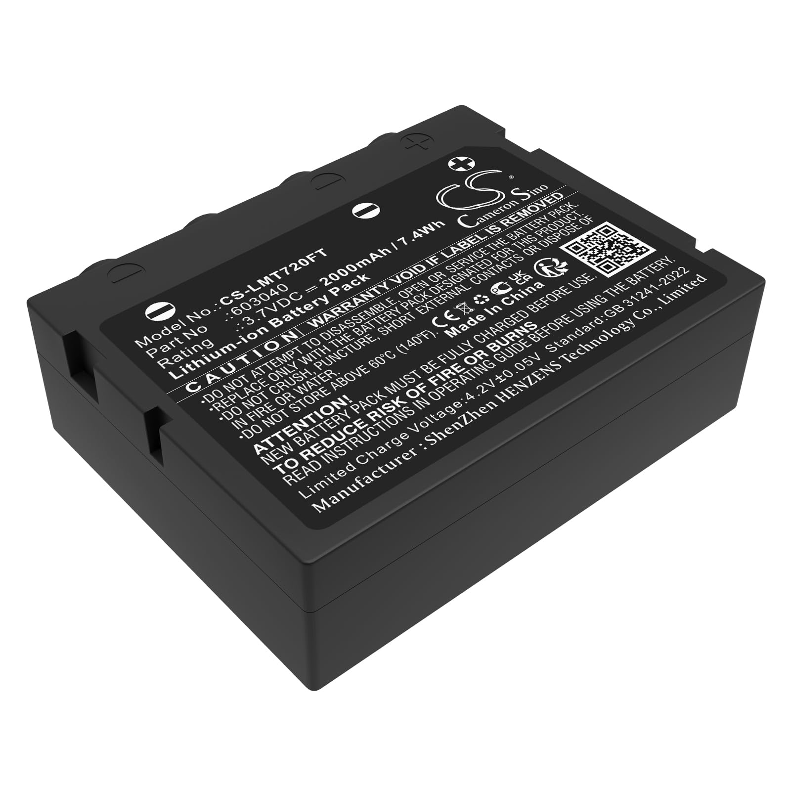 Batteria di ricambio per Ledlenser H7 SE, H7R, H7R CR, H7R SE, HR7.2 PN: Ledlenser 603040 2000 mAh/7,4 Wh