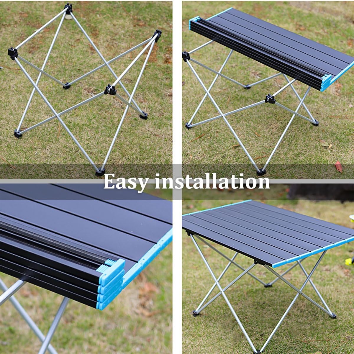 Generisch Tragbarer Klapptisch – Höhenverstellbar, ausziehbar, leichtes Aluminium, kompaktes Design, platzsparend für Picknick, Camping, Reisen und Essen