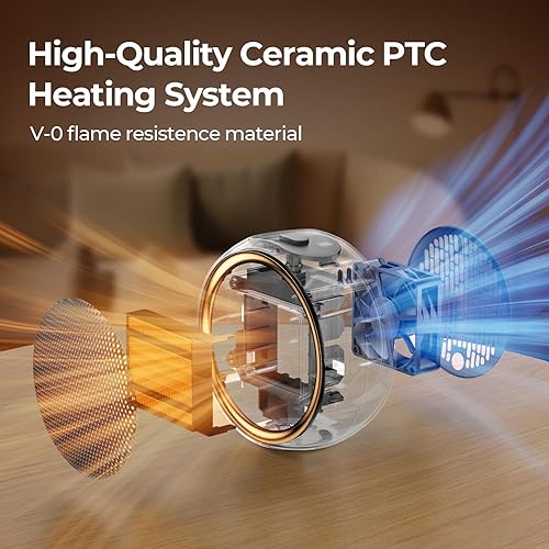 Miniatura 3 de Mini calentadores eléctricos portátiles de cerámica PTC para interiores, calefacción eficiente 2S, protección contra sobrecalentamiento, silencioso