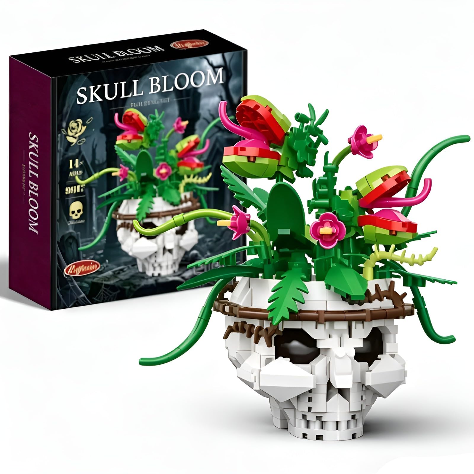 Skull Carnivorous Plant Micro Mini Building Kit, Vine & Flower Mouth Model