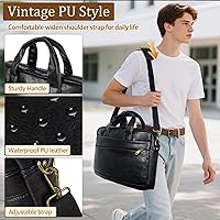 Vista 37 de Bolsa de mensajero para hombre de 17.3 pulgadas de lona/cuero para portátil, mochila para hombre, maletín para computadora, bolsa de hombro Marrón