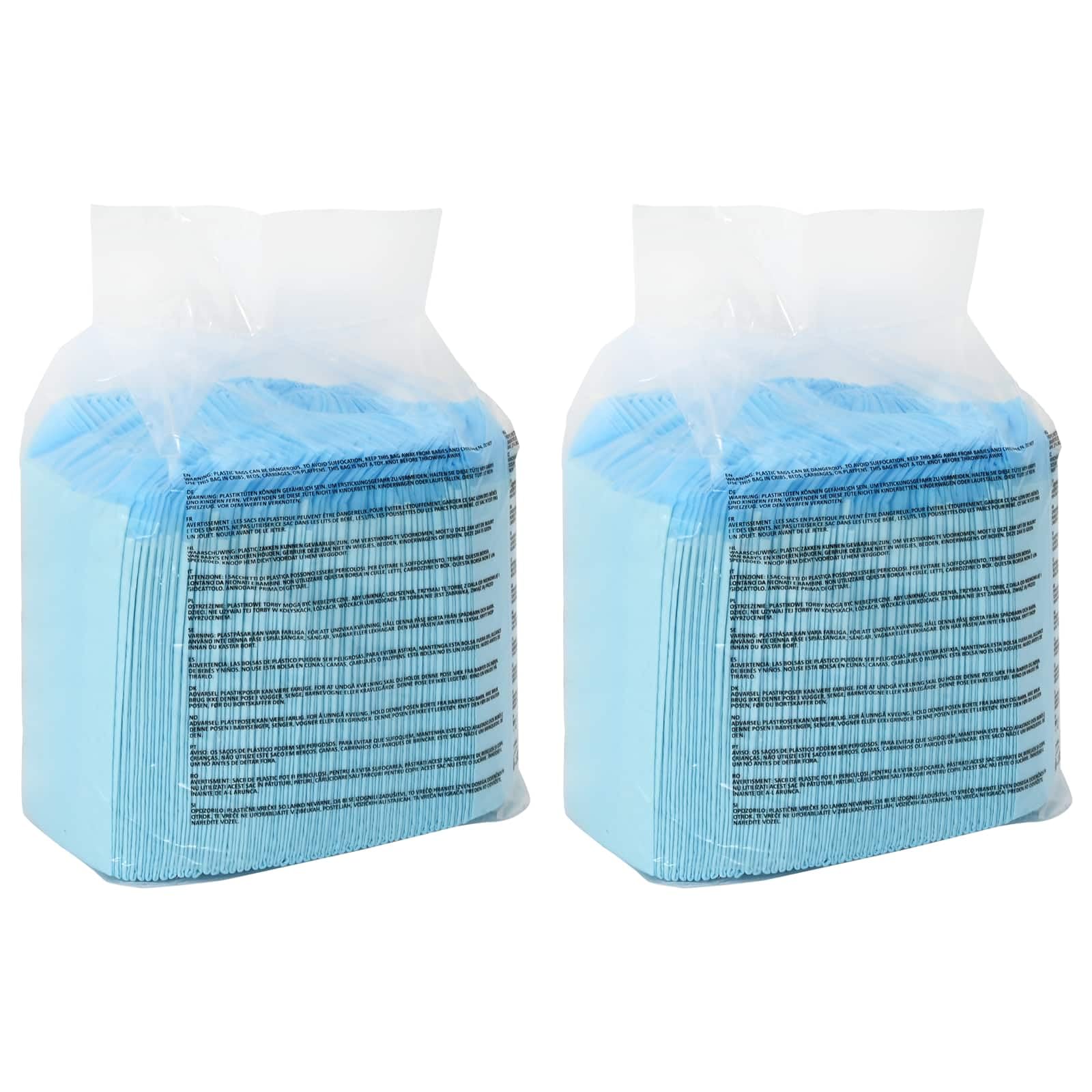 Mangloder - Set di 100 tappetini usa e getta in tessuto non tessuto per animali domestici, blu e bianco, 45 x 33 cm, per cuccioli, cani, gatti, conigli, porcellini d'India, con protezione per