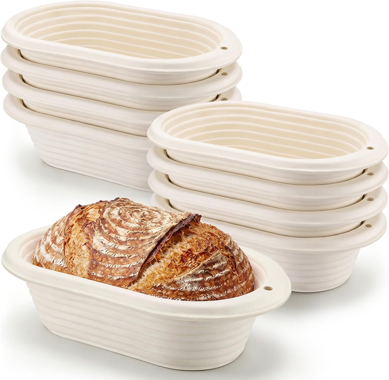 8 Pack 10 Inch Oval Banneton Proofing Baskets, Sugarcane Pulp