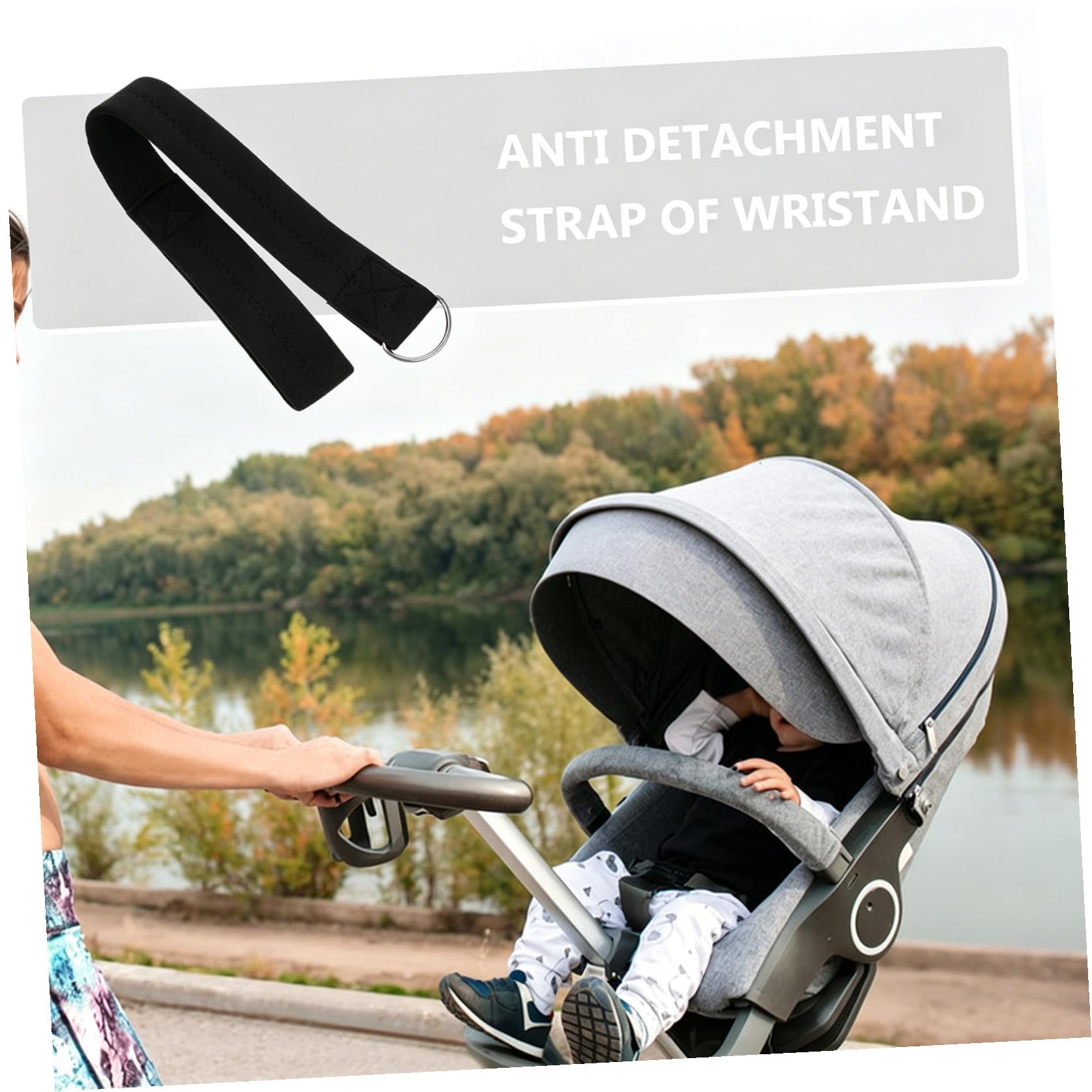 TOYANDONA Fascia di Sicurezza per Carrozzina Bimbi in Neoprene Nero Cinturino da Polso Antiscivolo, Accessorio Pratico per Passeggiate Sicure Passeggino
