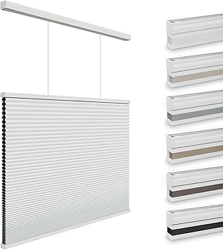 Changshade Top Down Bottom Up Blackout Cellular Shades, Cordless Honeycomb Blinds for Windows, Light Blocking & Total Privacy for Day Sleepers,White,Custom Size