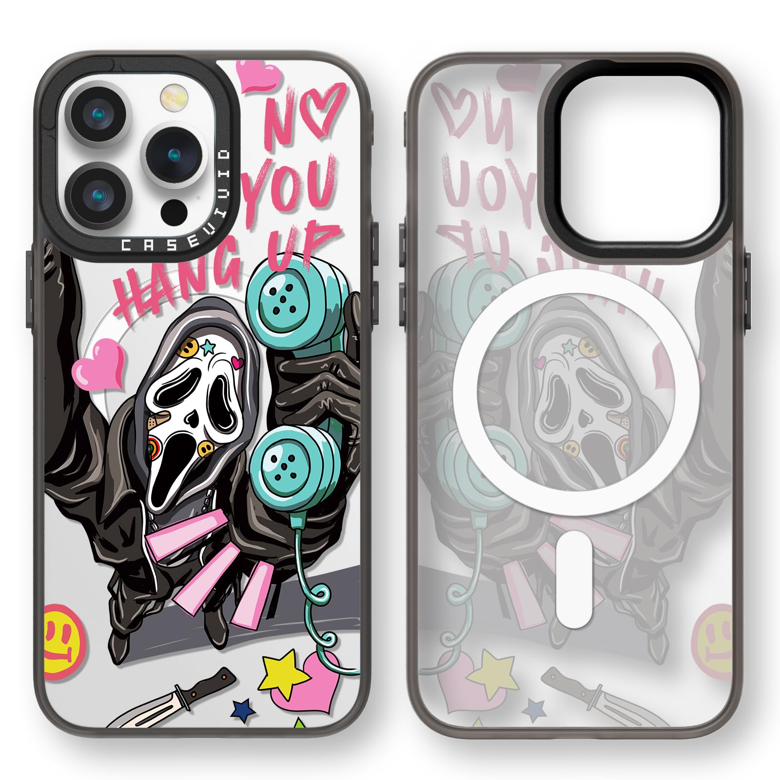 casevivid Magnetic for iPhone 14 Pro Max Magsafe Case Cute Aesthetic - Durable Fashion Funny Phone Case - Girly Skeleton Skull Pattern Print Cover