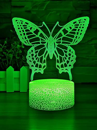 Miniatura 3 de ZJCHO Luz nocturna de mariposa, regalo de cumpleaños para niñas, lámpara de ilusión 3D, lámpara de noche para niños con 16 colores cambiantes,