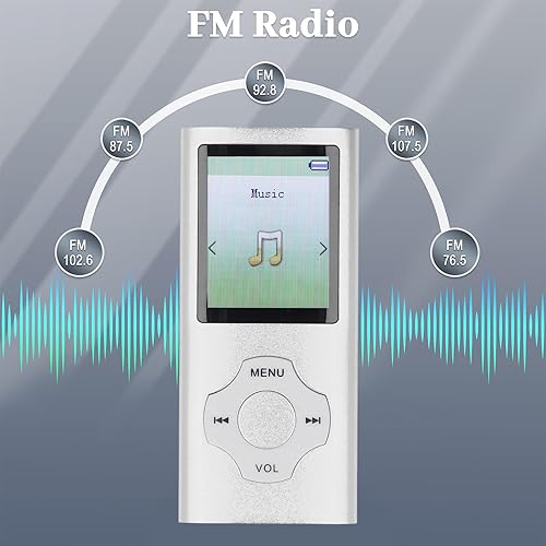 Miniatura 5 de Reproductor de MP3 de 16 GB, Bluetooth 5.0 Shuffle Reproductor MP4 de un solo bucle, reproductor de música de sonido HiFi portátil, altavoz HD