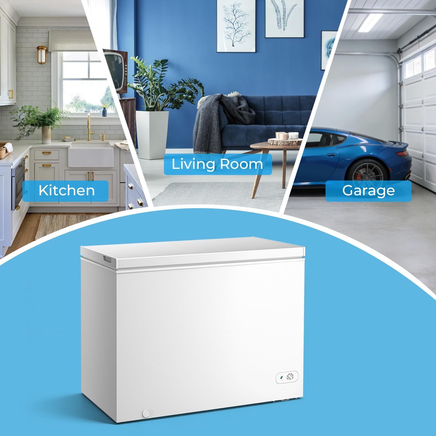 Antarctic Star Chest Freezer 10.0 Cubic Feet Compact Freezer with 3 Removable Baskets, Free Standing Top Open Door Deep Freezer, 7-Level Adjustable Temperature, White