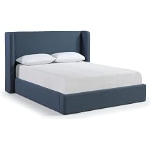 Meridian Furniture B1282Navy-T Kendall Collection Modern | Contemporary Twin Bed with Rich Linen Textured Fabric, 52.75" W x 84" D x 48" H
