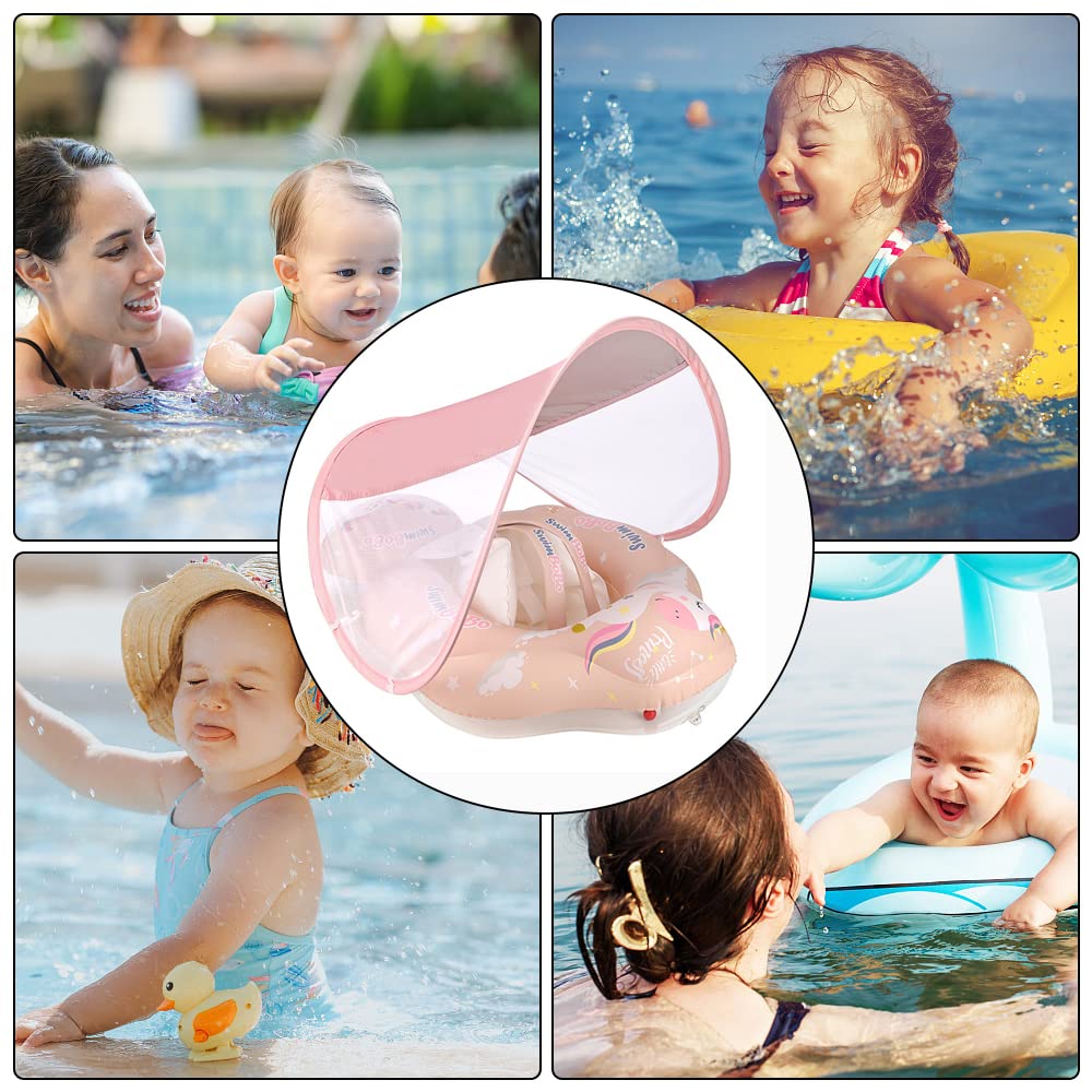 Bouee Bebe avec Pare Soleil Amovible, Woukksy Siege Bouee Piscine, bouée bébé