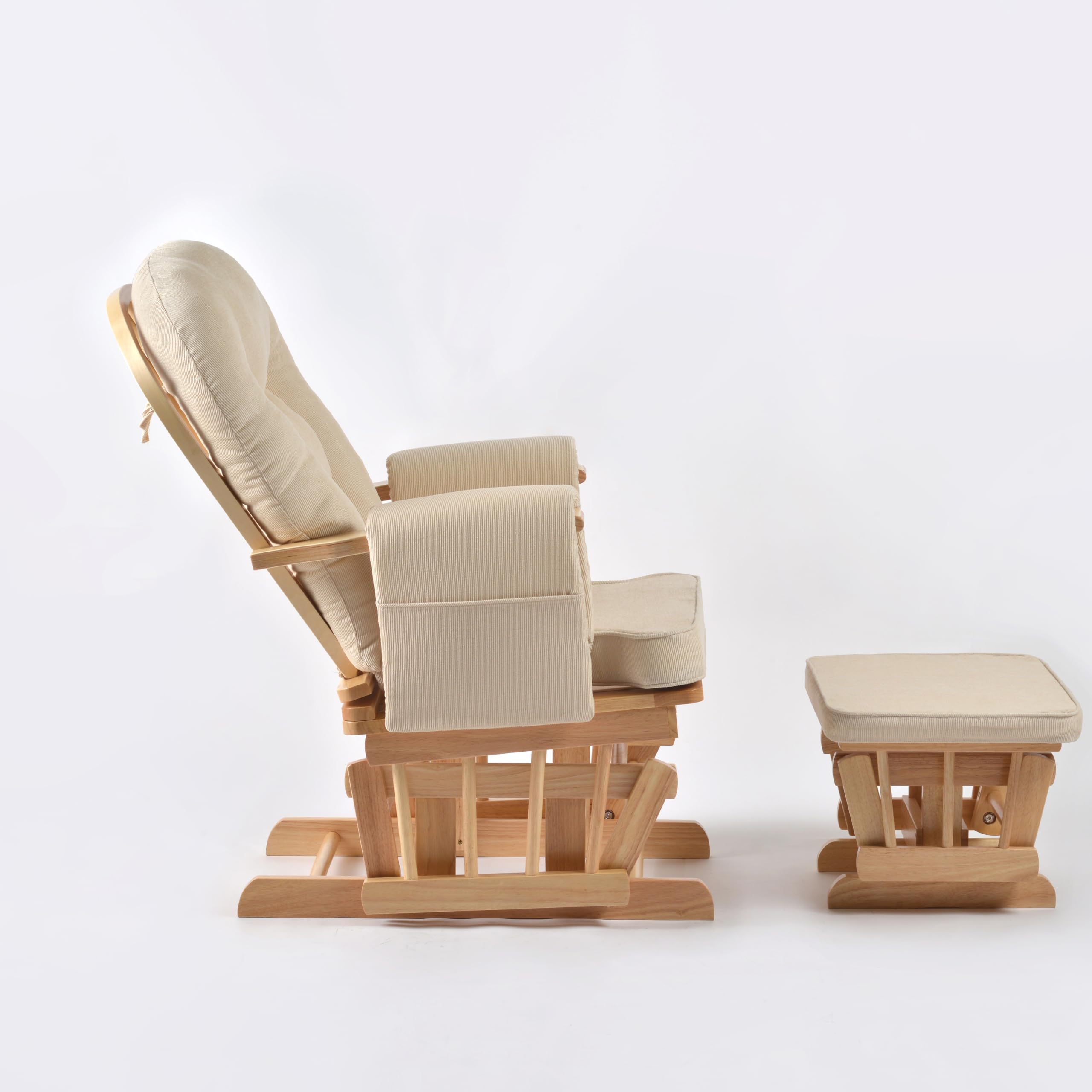 Glider Stillstuhl & Hocker Entspannungsstuhl Schaukelsessel Natur/Creme * NEU