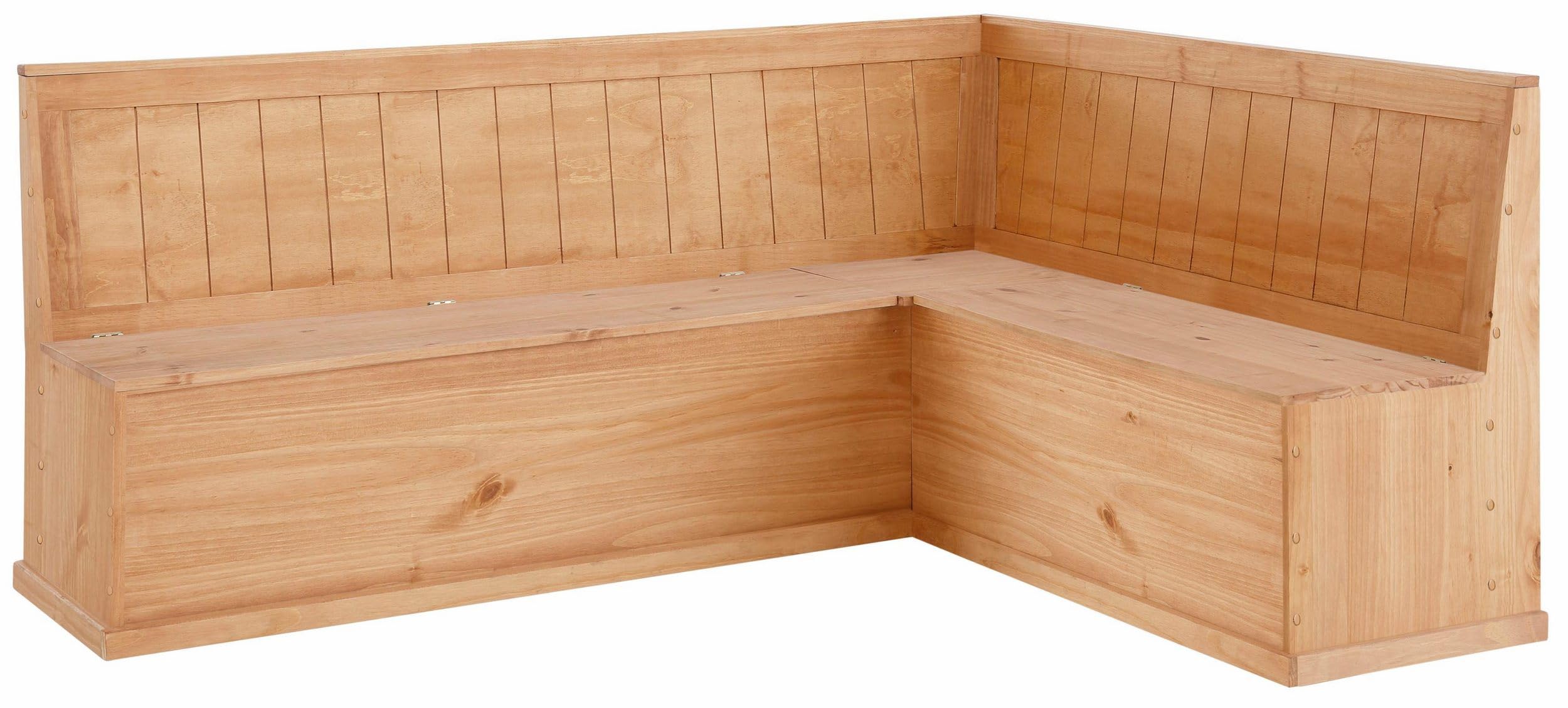 Sara Corner Bench L in Stained Wax, 202 x 162 x 90 cm (W x D x H)