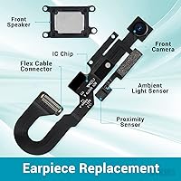 Vista 2 de Kit de reemplazo de altavoz de oído para iPhone 7 OEM con cámara frontal de 7 MP + módulo de auricular frontal con sensor de proximidad Micrófono