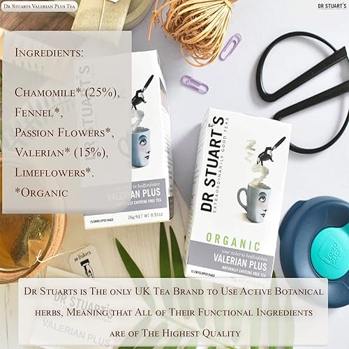 Miniatura 2 de Dr. Stuart's Valerian Plus - Bolsas de té  Paquete de 4  0.92 oz (15 bolsitas de té)  Mezcla de hierbas premium para relajación y apoyo para el