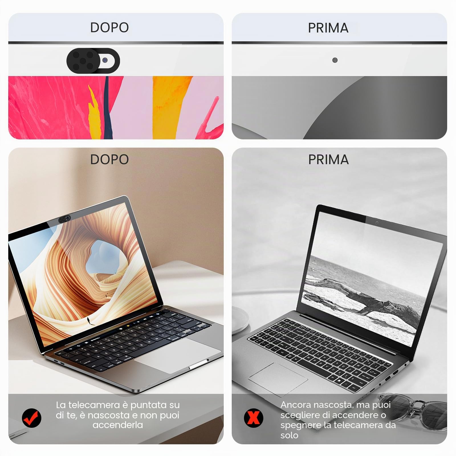 Copri Webcam (8 Pezzi) Copertura Camera Slider Proteggi Privacy Digitale per Laptop PC
