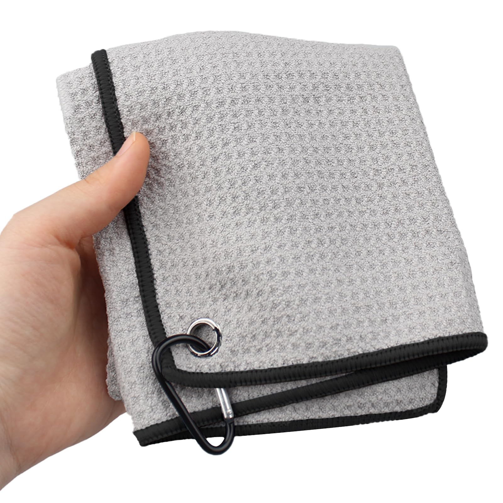 Asciugamano da Golf in Microfibra 40x40cm con Moschettone Nero