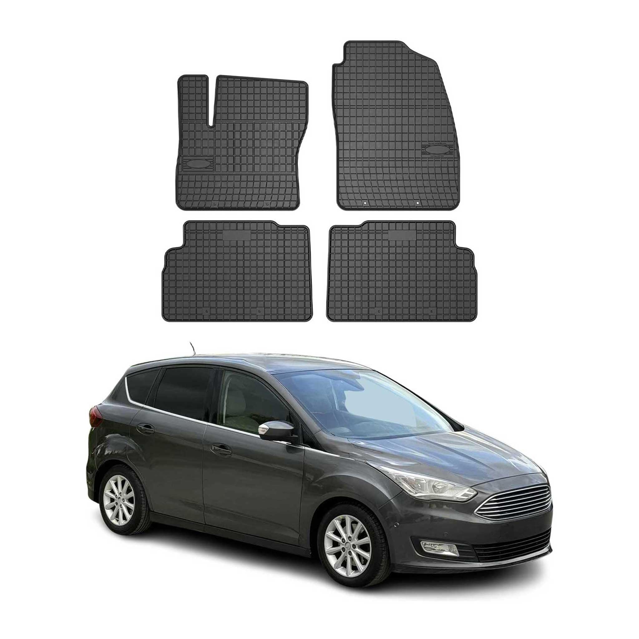 OMAC Fußmatten für Ford C-Max 2010-2019 Gummi 4tlg Schwarz