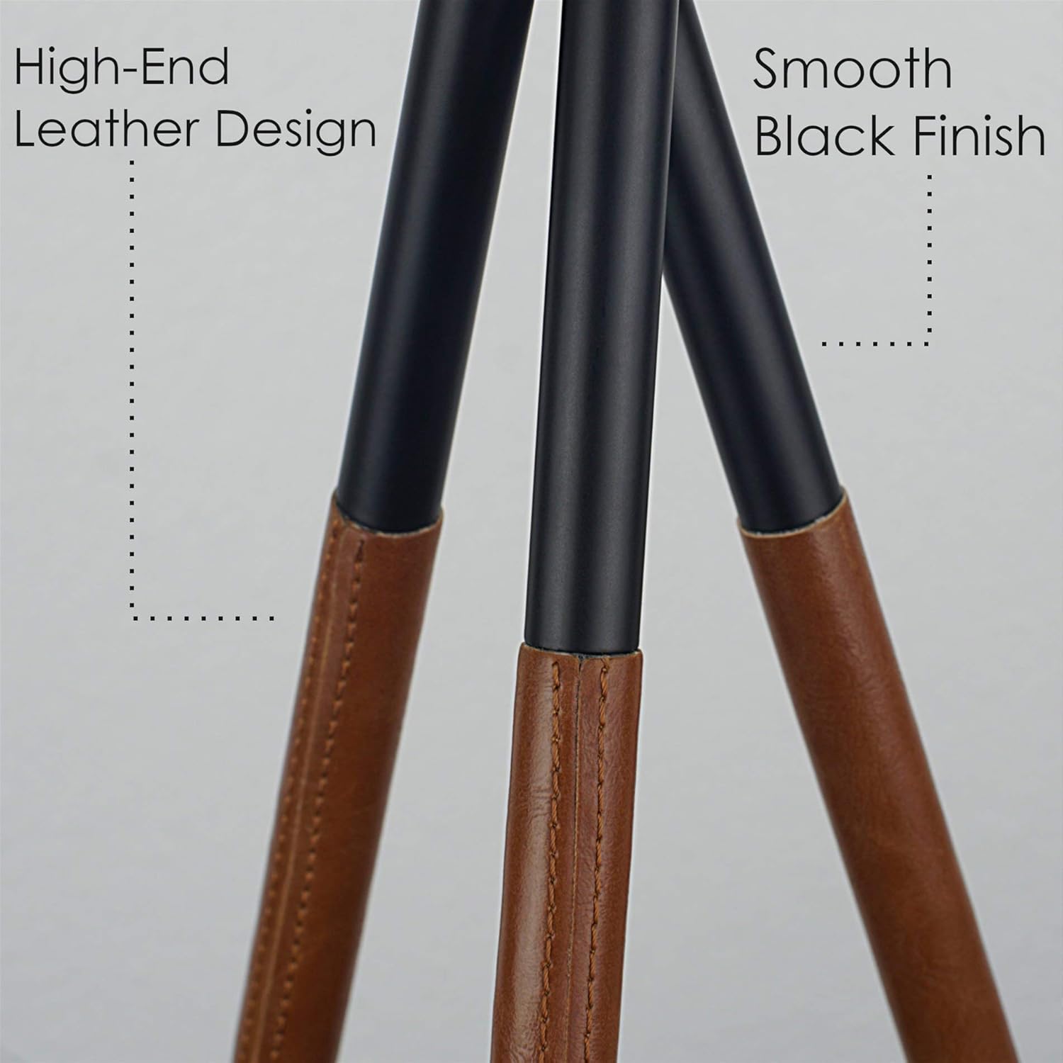 Tор Brаndѕ Kira Home Sadie 61 Mid Century Modern Tripod LED Floor Lamp + 9W Bulb (Energy Efficient/Eco-Friendly), Leather Accent Legs, Black Drum Shade, Black Finish