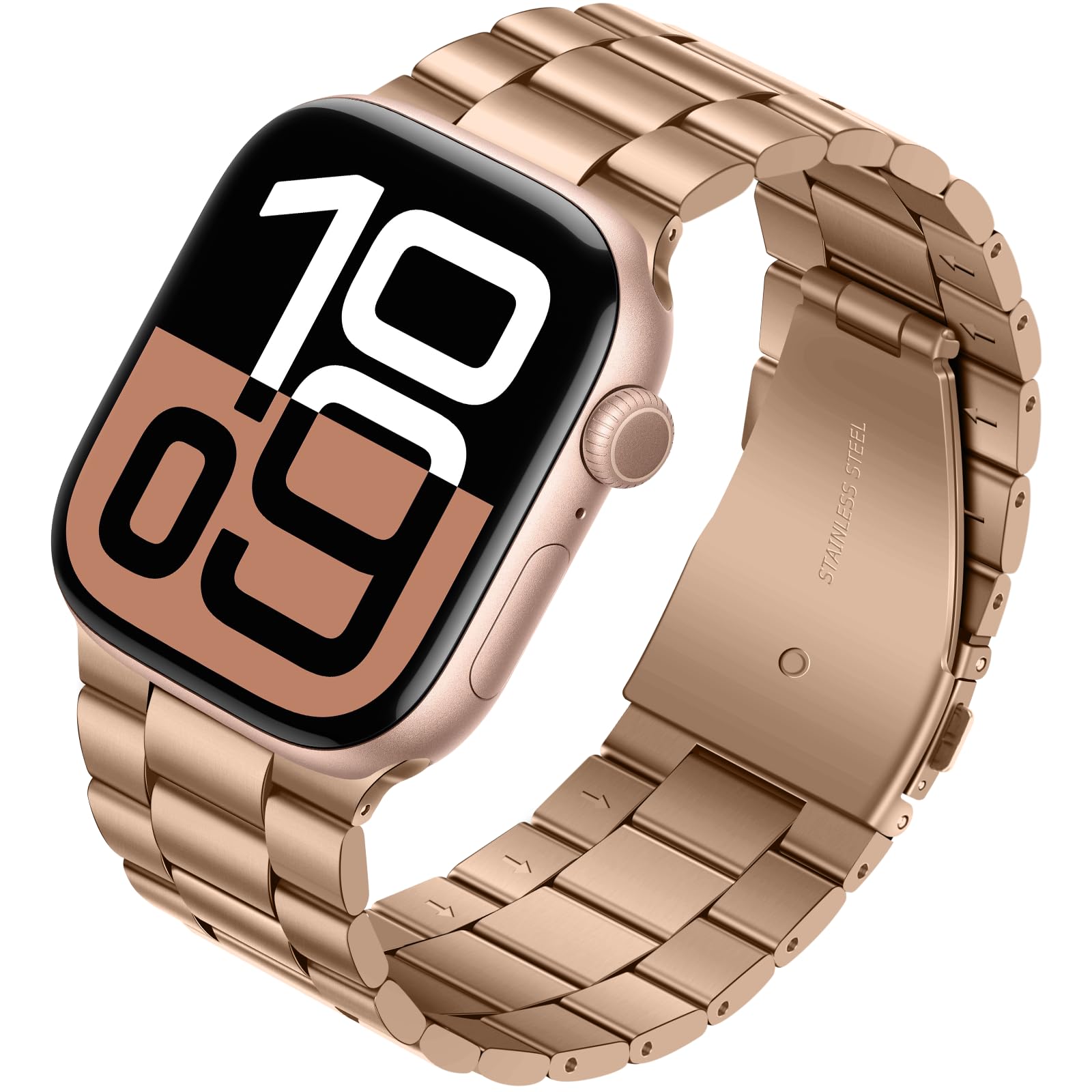 Tasikar Cinturino in metallo compatibile con Apple Watch 46mm (serie 10) 45mm 44mm 42mm Cinturino in acciaio inossidabile compatibile con Apple Watch SE serie 10 9 8 7 6 5 4 3, Oro rosa