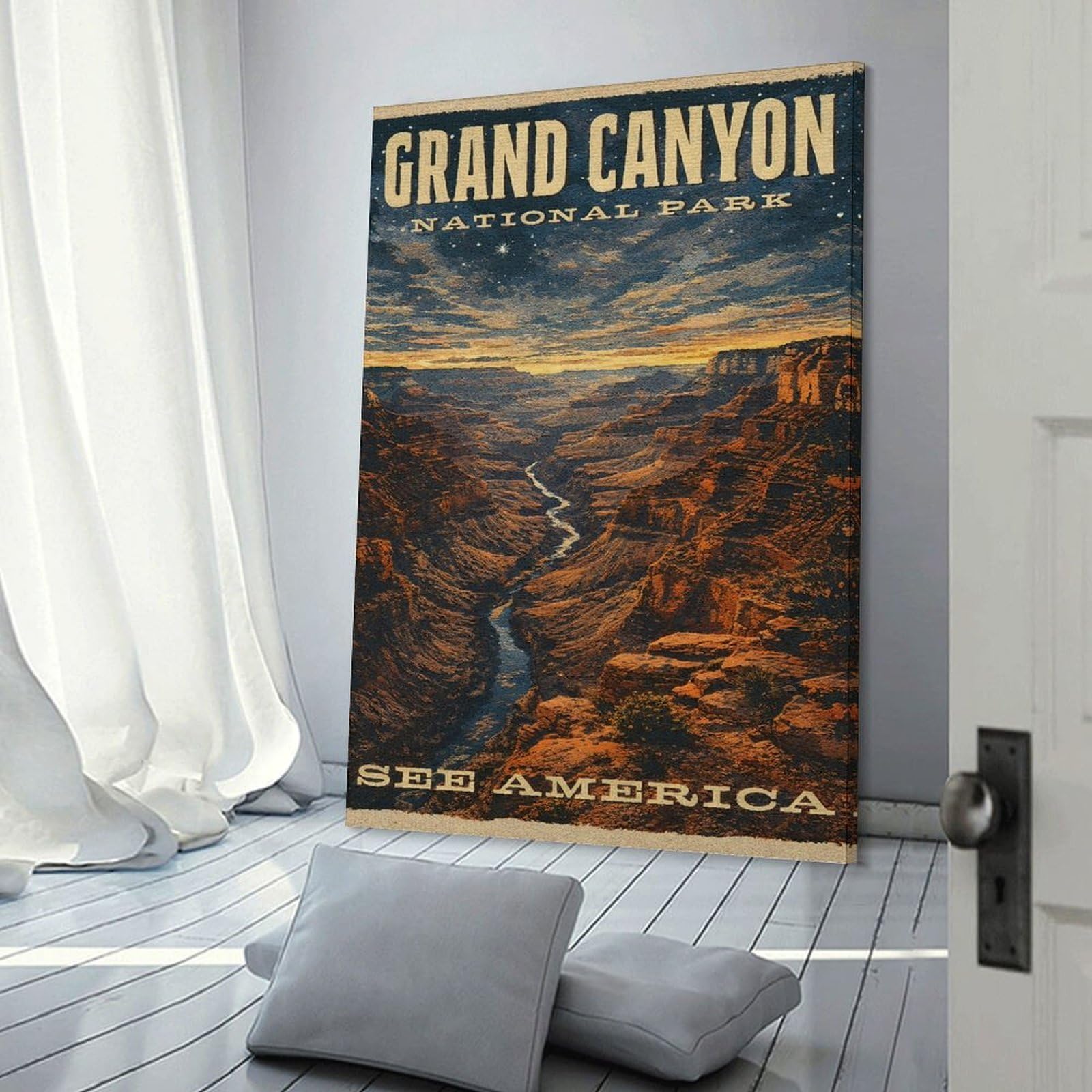 Junmoney Grand Canyon National Park Vintage (2) Canvas Wall Decor, 20x30inch(50x75cm), for Bedroom, Guest Room Or Reading Nook, Canvas Wall Decor for Personal Spaces