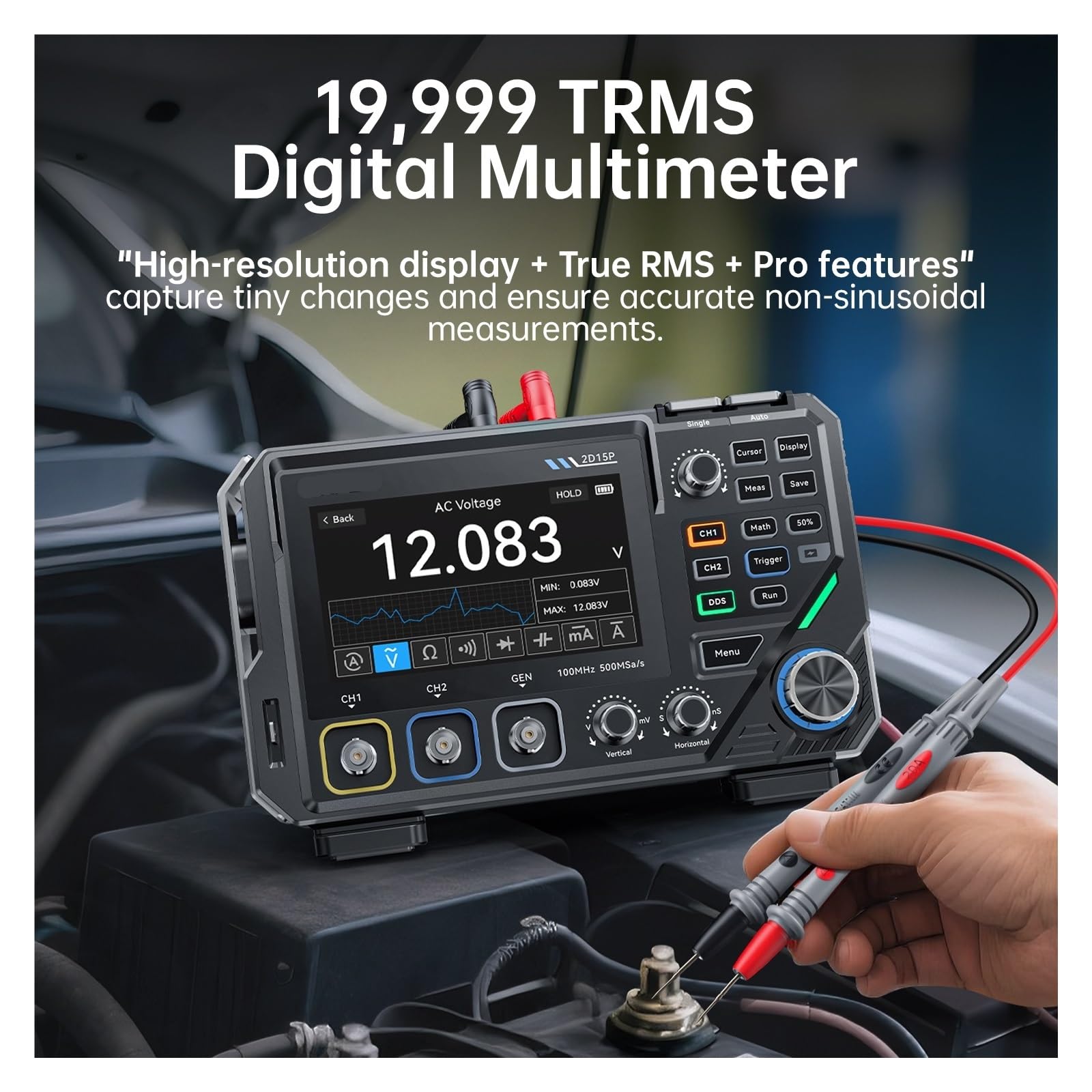 Osciloscopio digital 3 en 1, multímetro y generador con pantalla táctil de 2 canales 100 MHz Instrumento de medida