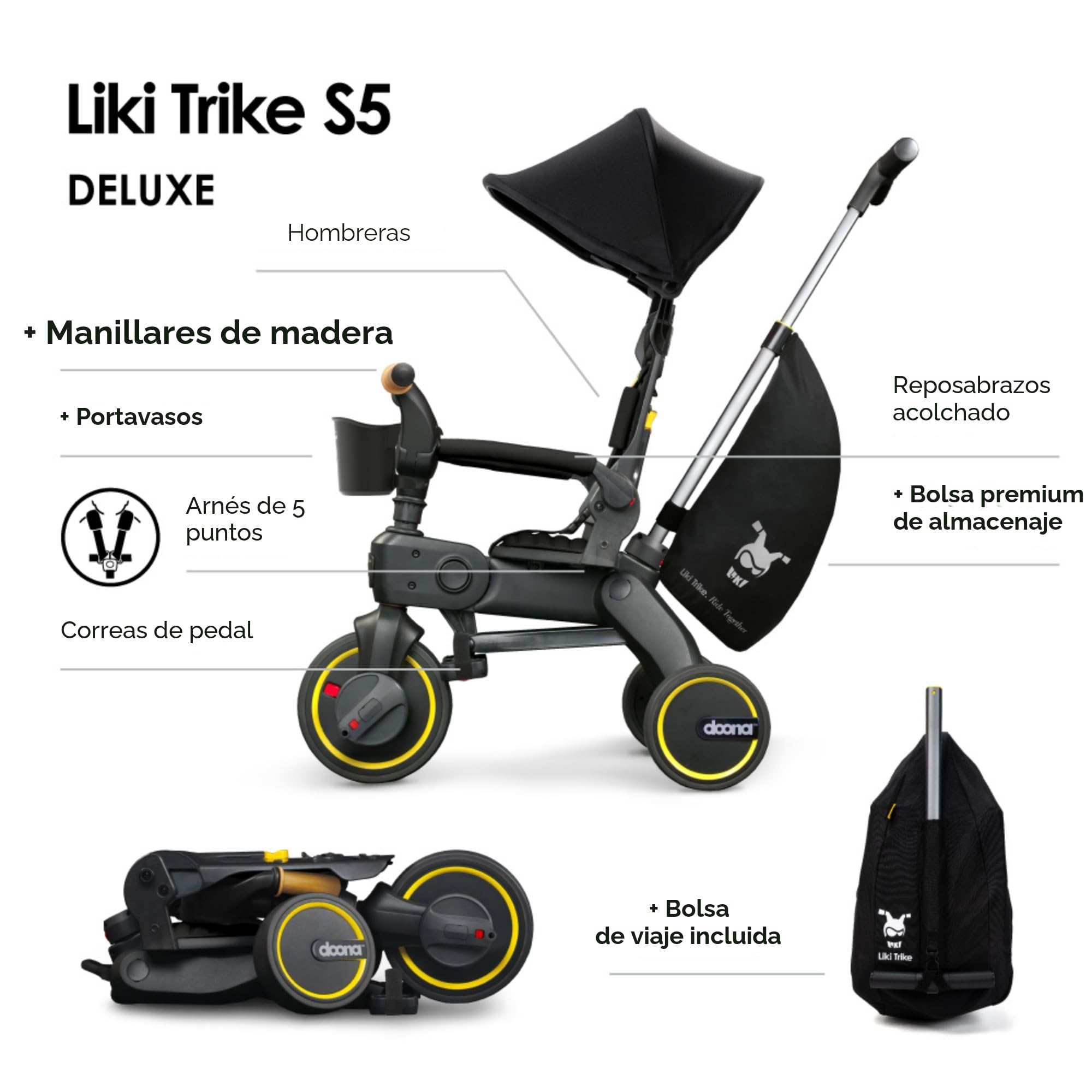 Amazon.com: Doona Liki Trike S5, negro Nitro - Triciclo plegable